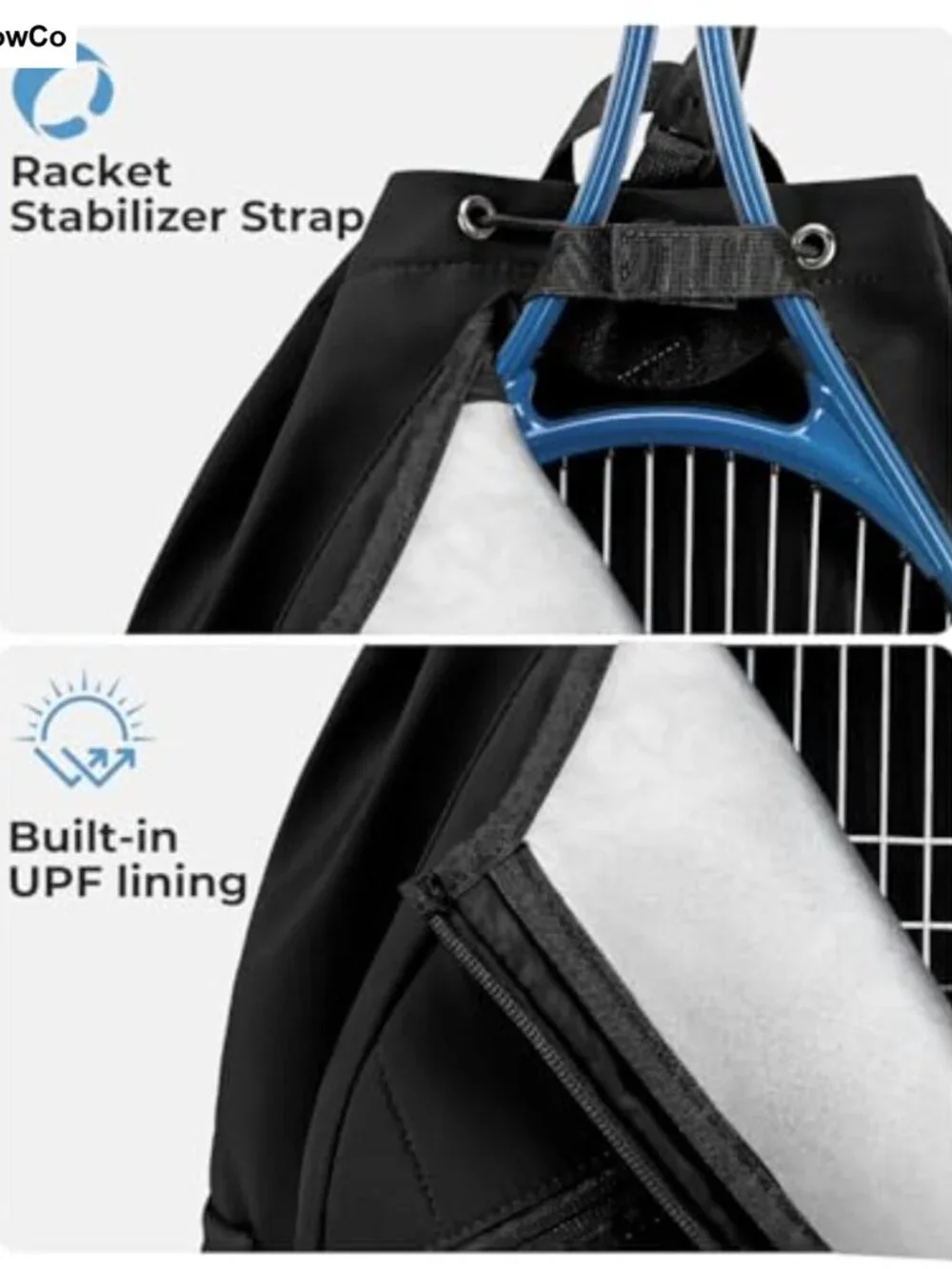 Drawstring Tennis Backpack with Shoe Compartment & Wet Pocket